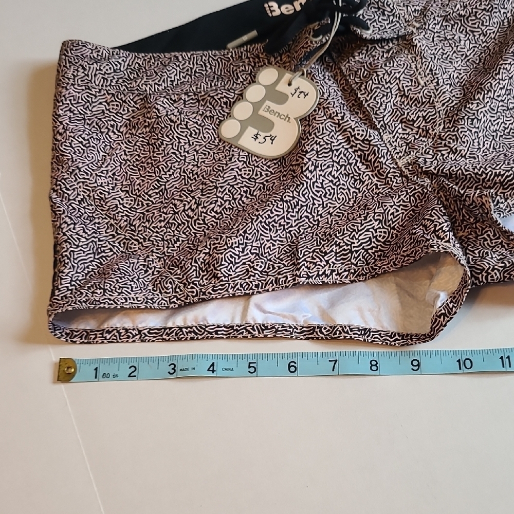 Bench Black and White Patterned Womens Swim Shorts Small Tie Closure NWT - Picture 10 of 11